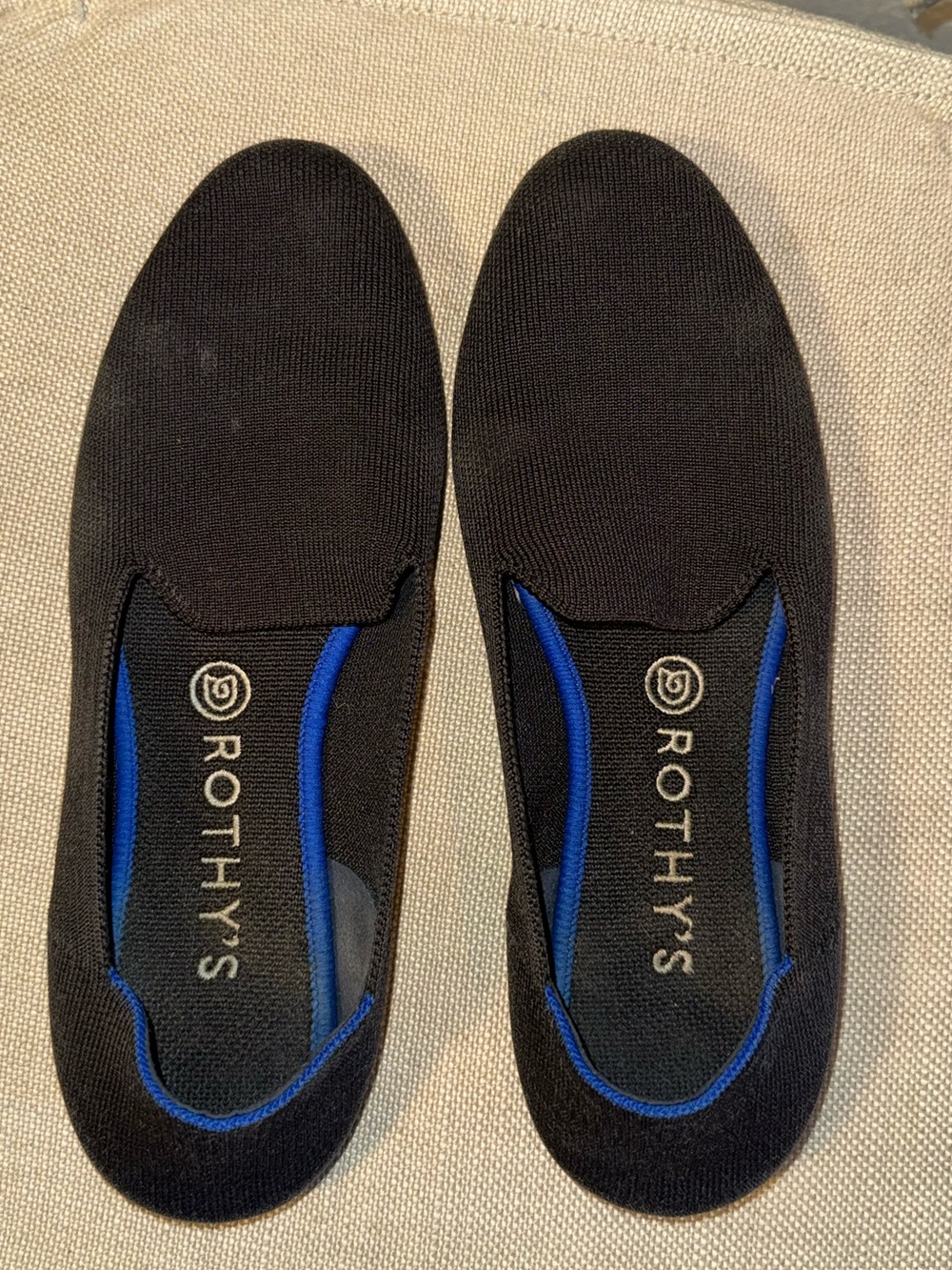 Rothy’s The Loafer Slip On Rounded Toe Black Knit Flats Size 9